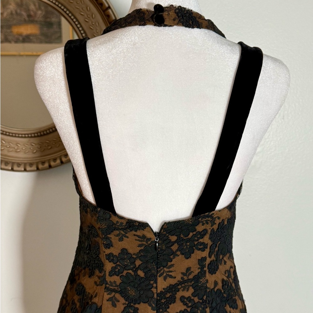 VTG ~ Peggy Jennings Couture Black and Tan Gown Lace ~ Velvet ~ Silk - Picture 9 of 15